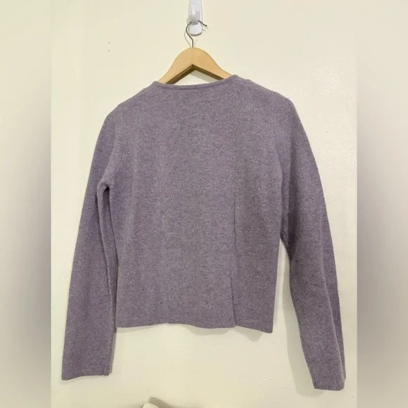 Ann Taylor Cardigan Sweater Small Wool Angora Lavender Floral Embroidered - Picture 2 of 8